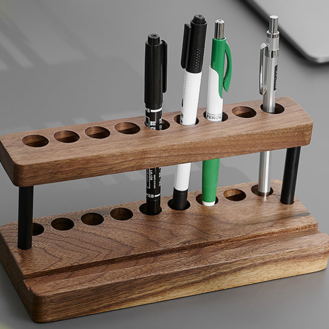 Multi-Functional Wooden Pen Holder