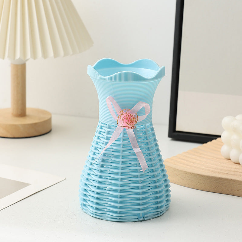 Pineapple-textured jute rope plastic vase