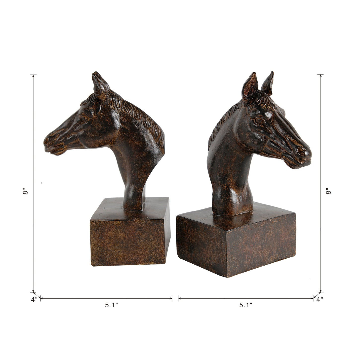 S/2 5.1x4x8" Horse Bookends