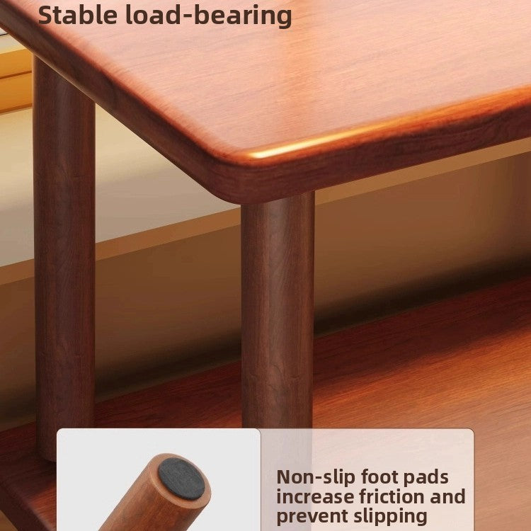 Rectangular Solid Wood Side Table with Storage