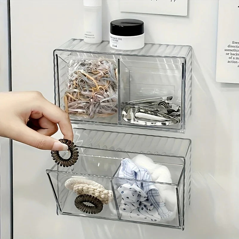 1pc cosmetic storage box, bathroom wall cosmetic storage box, wall-mounted storage box, acrylic swab box, bathroom hairpin rack, cosmetic storage box.