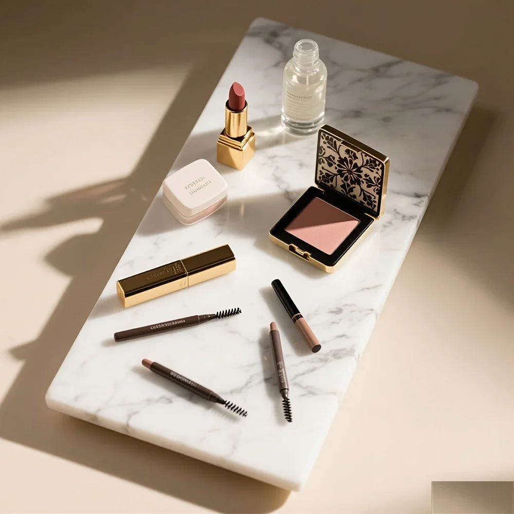 1pc Elegant White Marble Rectangular Tray - Modern Polished Stone Decorative Tray for Vanity, Bathroom, Kitchen | Versatile Home Accessory for Cosmetics, Jewelry, Floral Arrangements | No Batteries Needed, Bathroom Decor, Bes