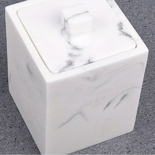 1pc Marble-like Cosmetic Organizer Box - Elegant Bathroom & Kitchen Storage Case, Compact Vanity Organizer for Home, Hotel, or Countertop Decoration - Modern Minimalist Decor, Bathroom Decorations, Toiletry Holder, Sophistica
