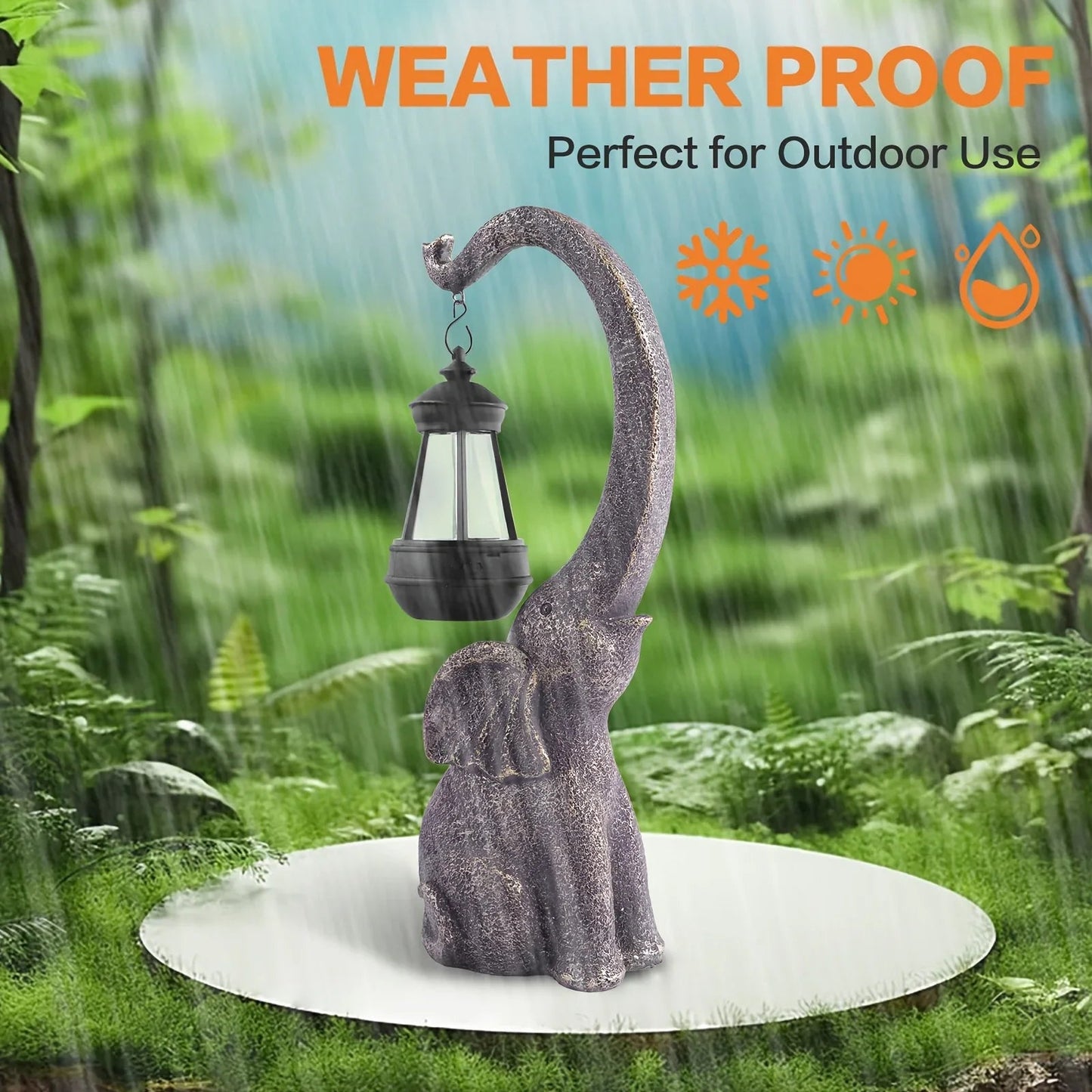 1pc Solar Elephant Statue, Outdoor Garden Resin Crafts For Elephant Statues, Art Decorations With Solar LED Lights, Garden Greening Garden Sculptures, Used For Courtyard Lawn Home Decoration