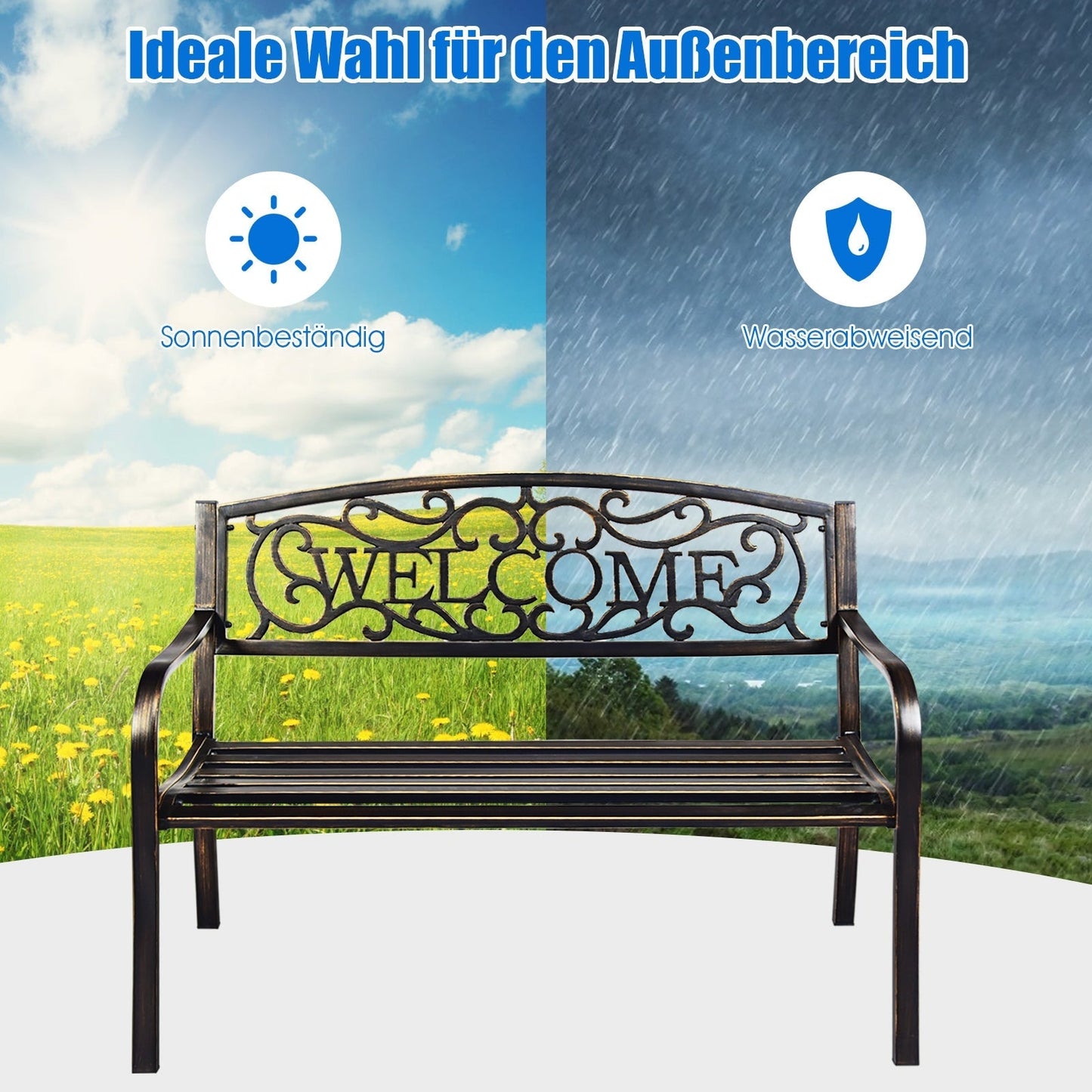 Outdoor Furniture Steel Frame Porch Garden Bench