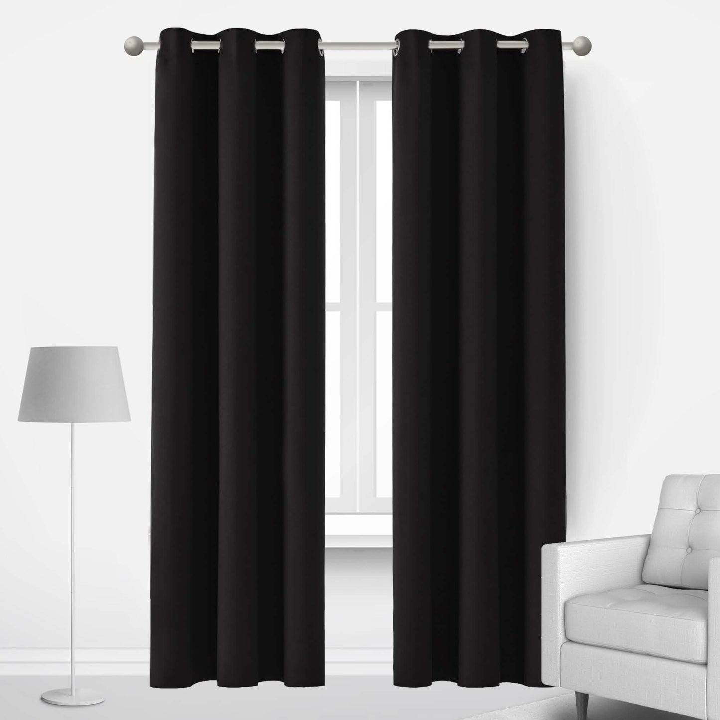 2-Panels: Deconovo Room Darkening Thermal Insulated Blackout Grommet Window Curtains