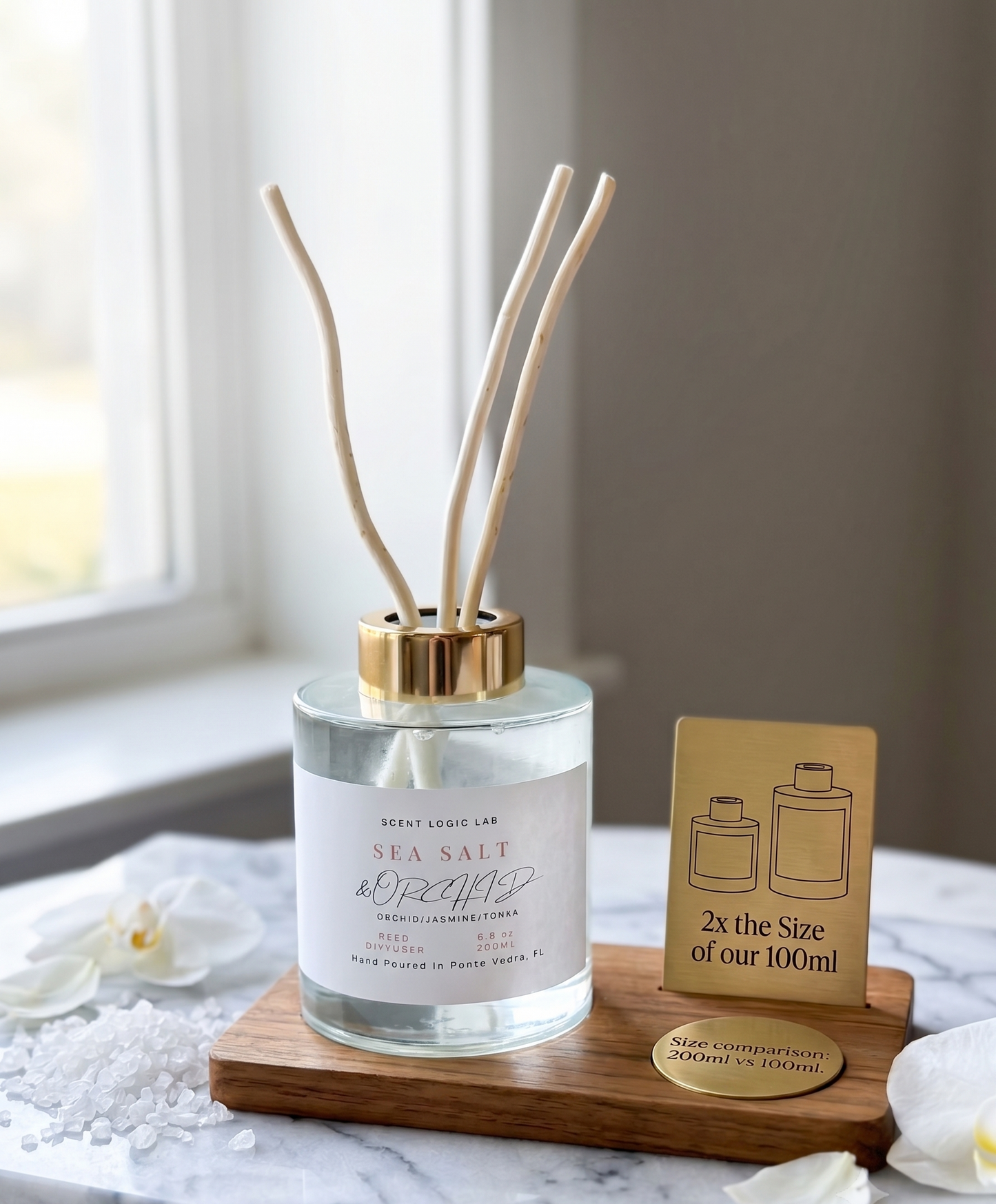 Sea Salt and Orchid Reed Diffuser – 100ml & 200ml | Hand-Poured Aroma for Home or Office