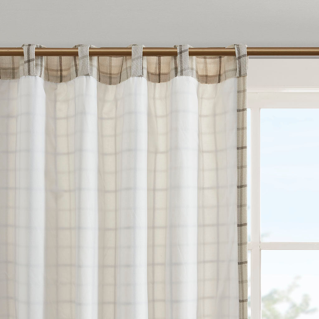 Plaid Rod Pocket and Back Tab Curtain Panel with Fleece Lining