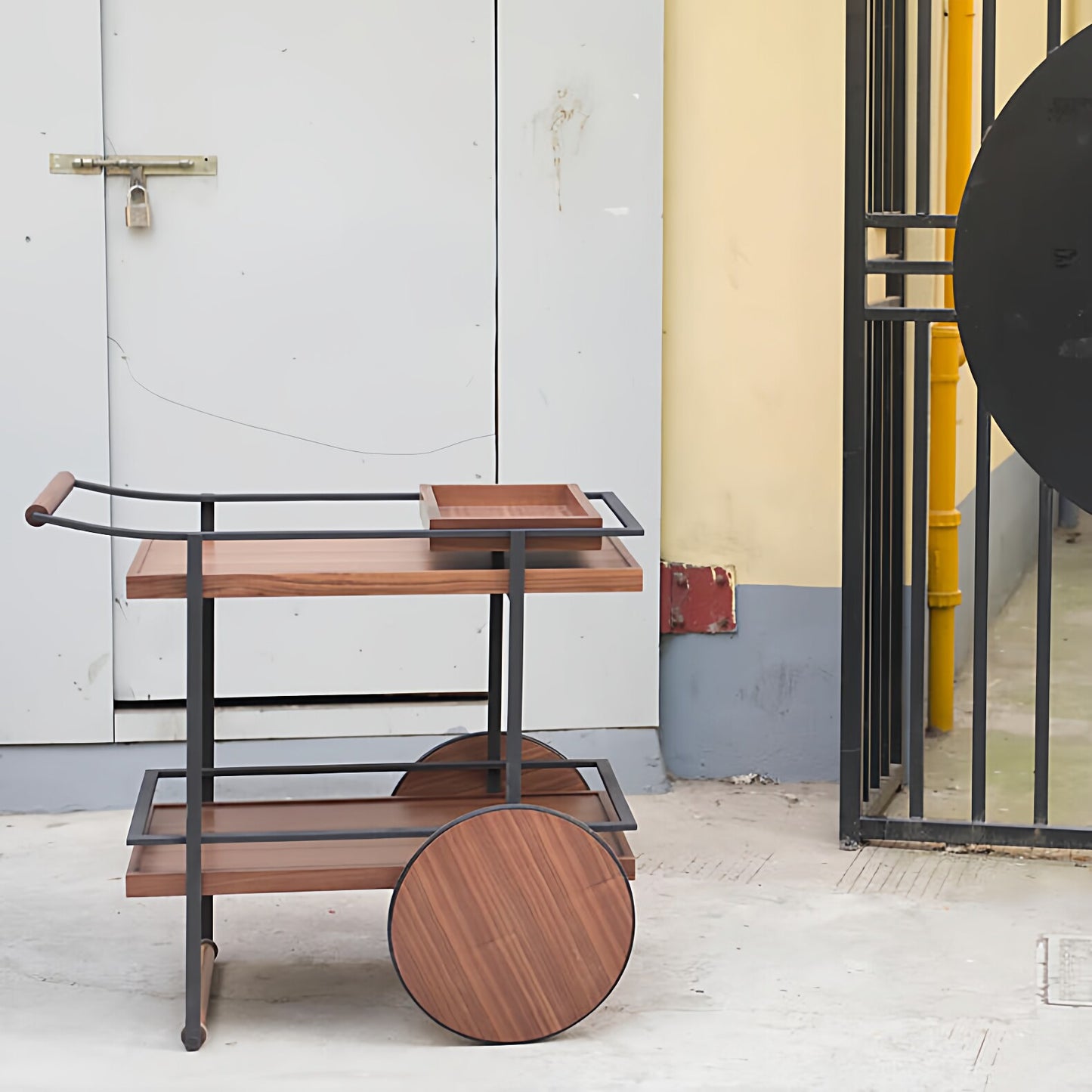 Wooden Mobile Serving Cart with Storage