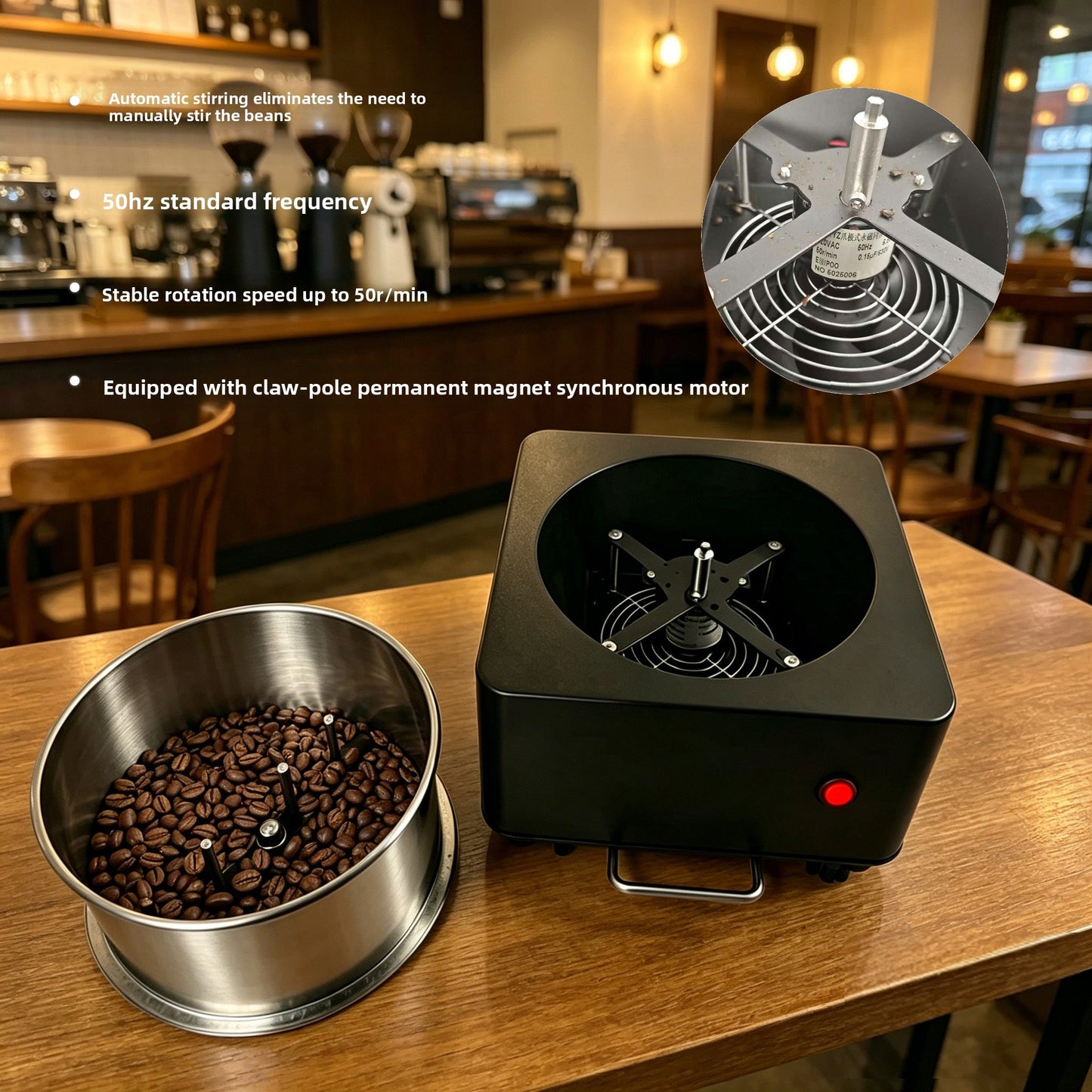 Rotating Coffee Bean Roasting Machine with Cooling Tray