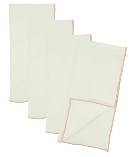 Fennco Styles Amelia Collection Classic Stonewashed Border Stitch 100% Pure Linen 20 x 20 Inch Cloth Napkins – Natural Dinner Napkins for Banquet, Wedding, Special Events and Home Décor