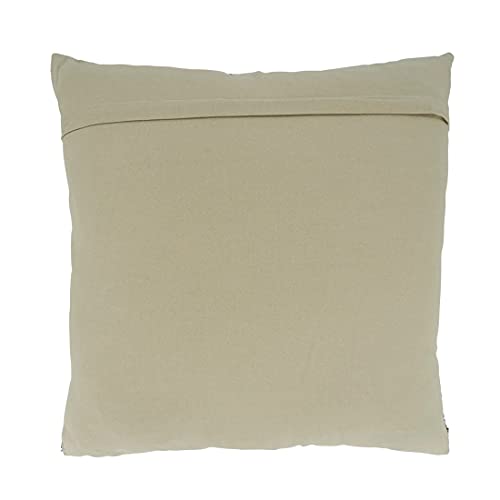 Fennco Styles Stitched Checker Cotton Decorative Throw Pillow 20" W x 20" L - Natural Square Cushion for Home, Couch, Living Room, Bedroom and Office Décor