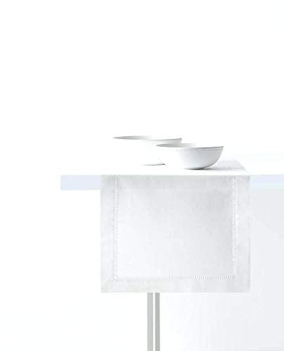 Fennco Styles Basic Collection Classic Handmade Hemstitch Trim Border 100% Pure Linen Tablecloth