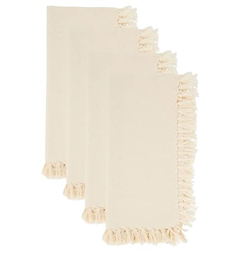 Fennco Styles Lizette Fringed Festive Cotton Napkins 20-inch Square, Set of 4