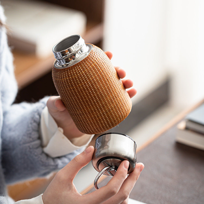 Handwoven Bamboo Stainless Steel Thermos Cup