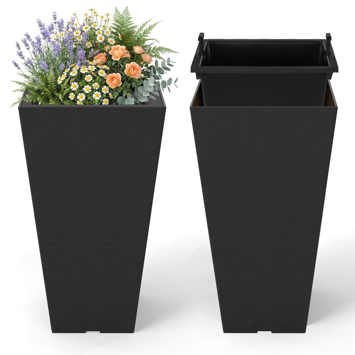 22.5" Tall Self-Watering Square Planter Set of 2