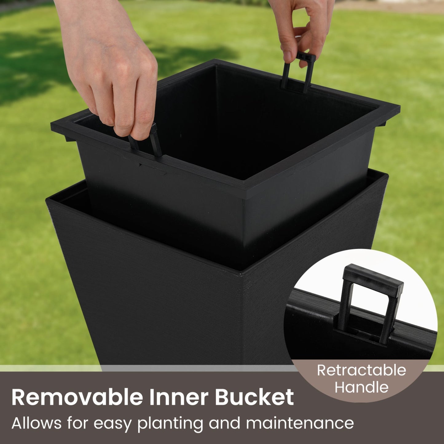 22.5" Tall Self-Watering Square Planter Set of 2
