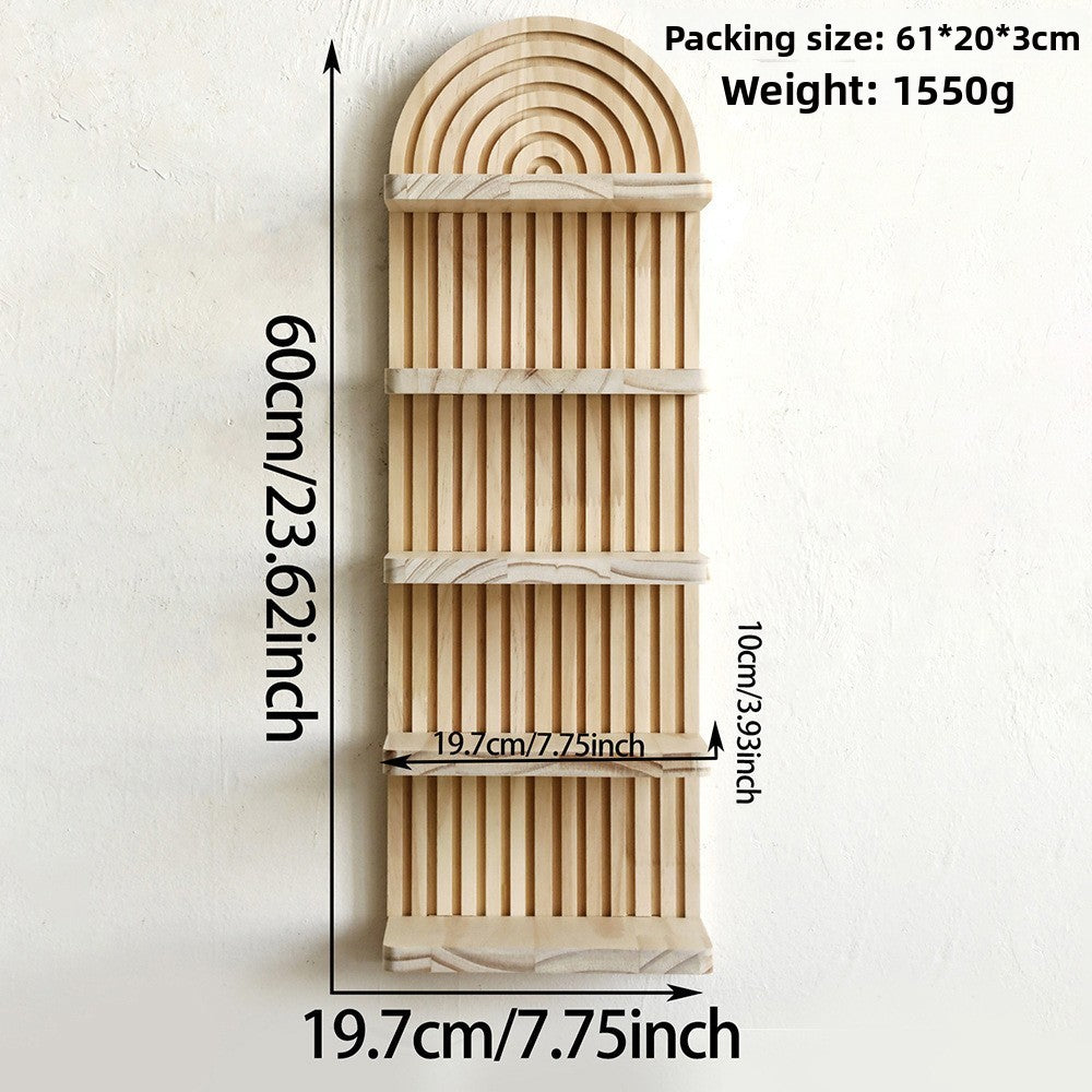 Bohemian Oval Thread Solid Wood Wall Flower Pot Storage Rack