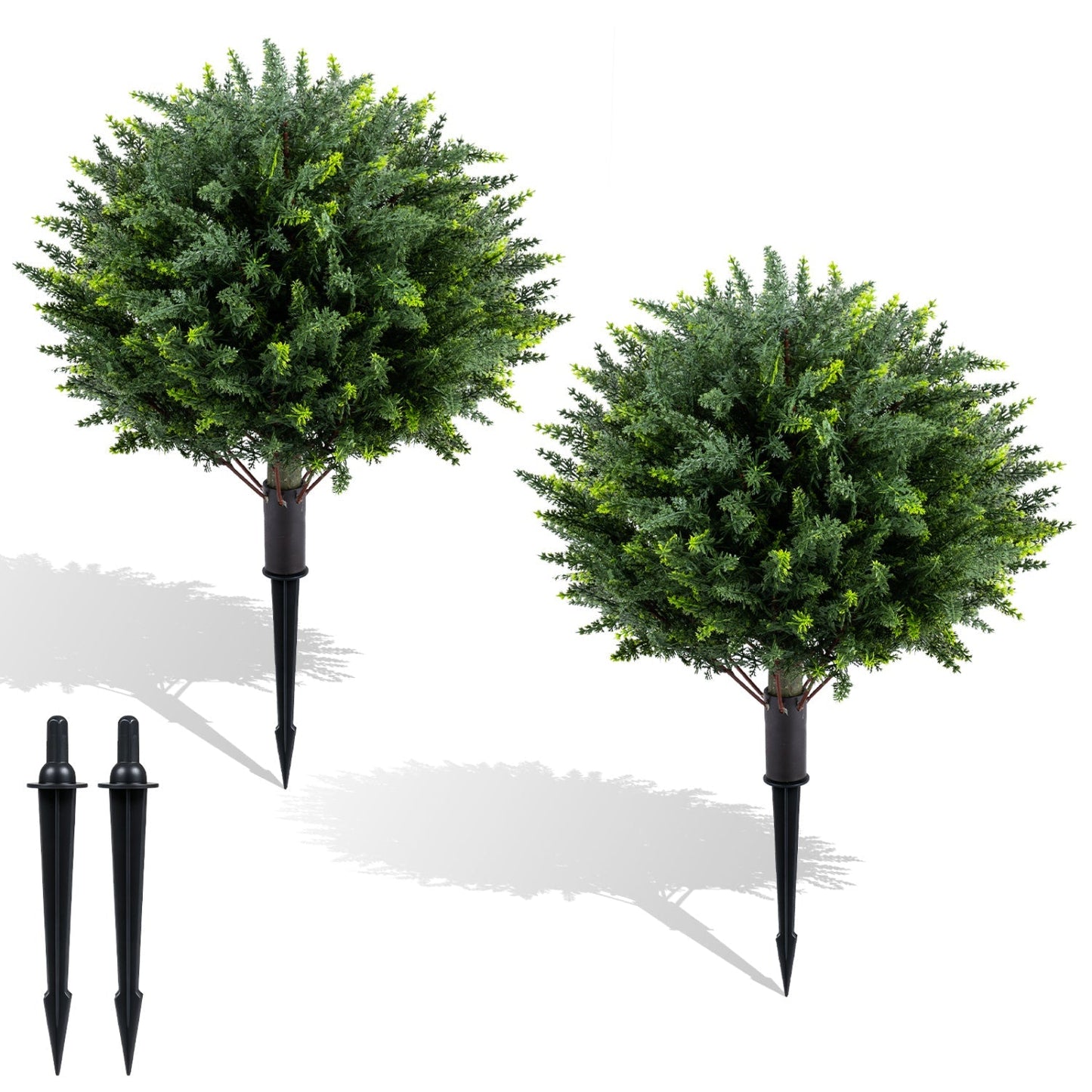 Artificial Cypress Topiary Trees 27.5" with Ground Spikes Set of 2
