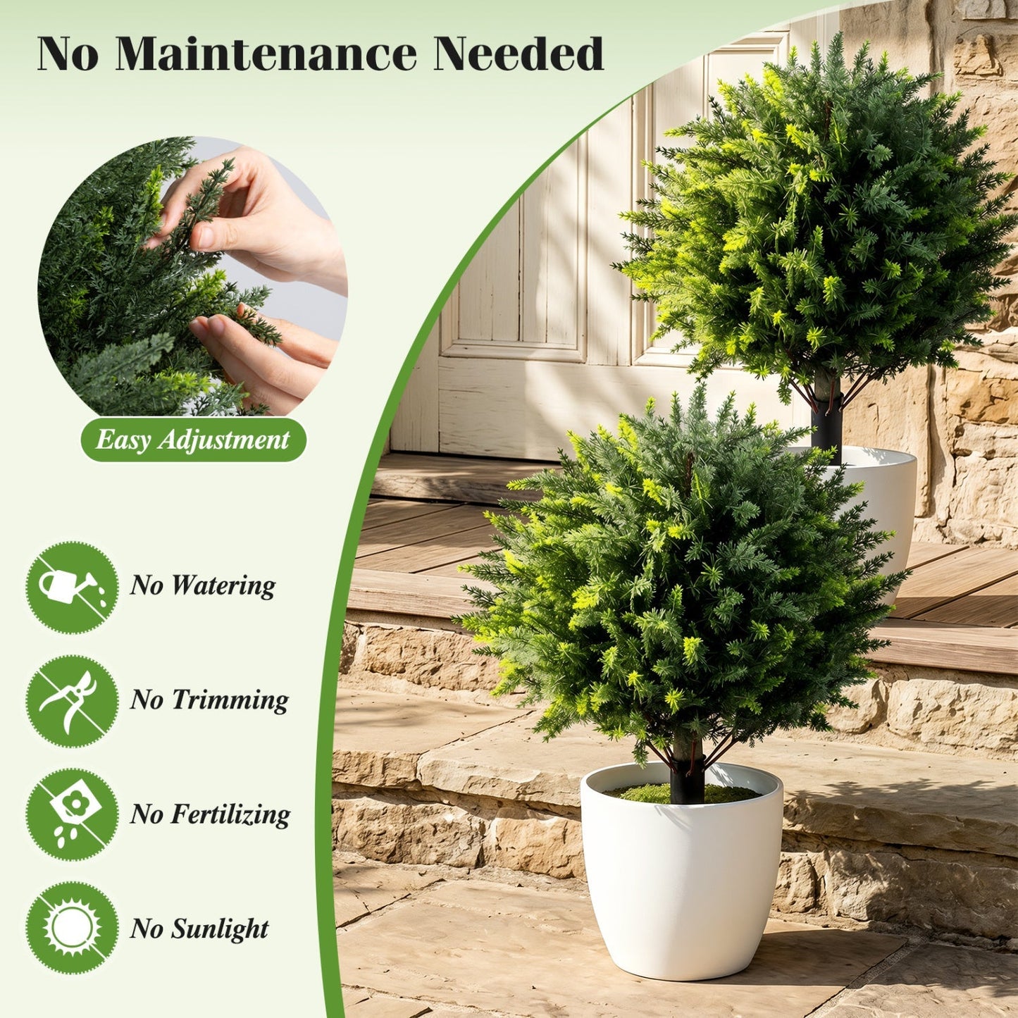 Artificial Cypress Topiary Trees 27.5" with Ground Spikes Set of 2