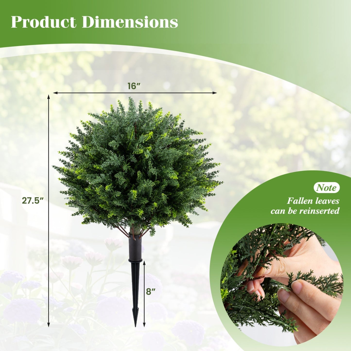 Artificial Cypress Topiary Trees 27.5" with Ground Spikes Set of 2