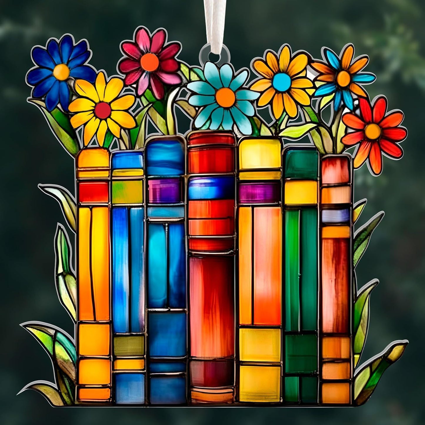 Vintage Floral Book Acrylic Hanging Ornament