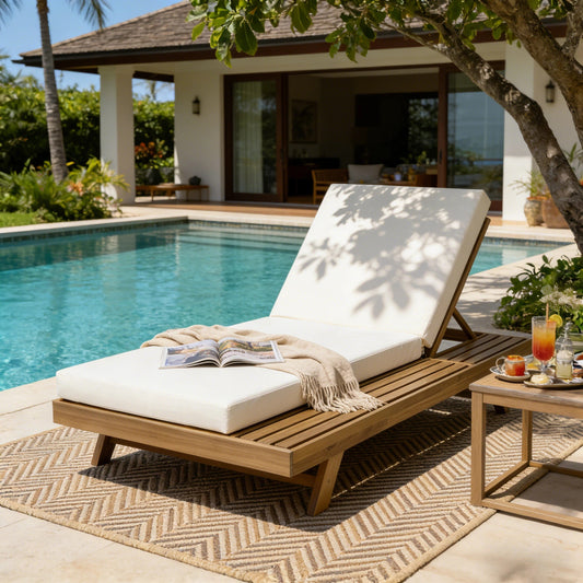 Lounge Chaise Set, Acacia Wood - Outdoor Seating