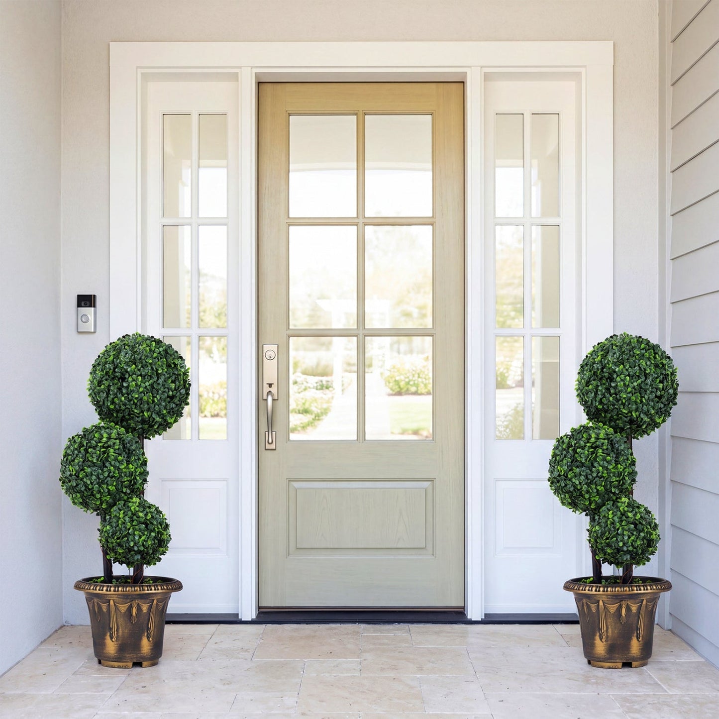 29 Inches Artificial Boxwood Topiary Tree Triple Ball Shrubs