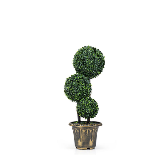 29 Inches Artificial Boxwood Topiary Tree Triple Ball Shrubs