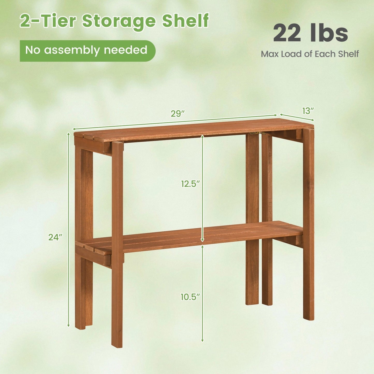 3-Tier Folding Wooden Storage Shelf for Entryway & Garden