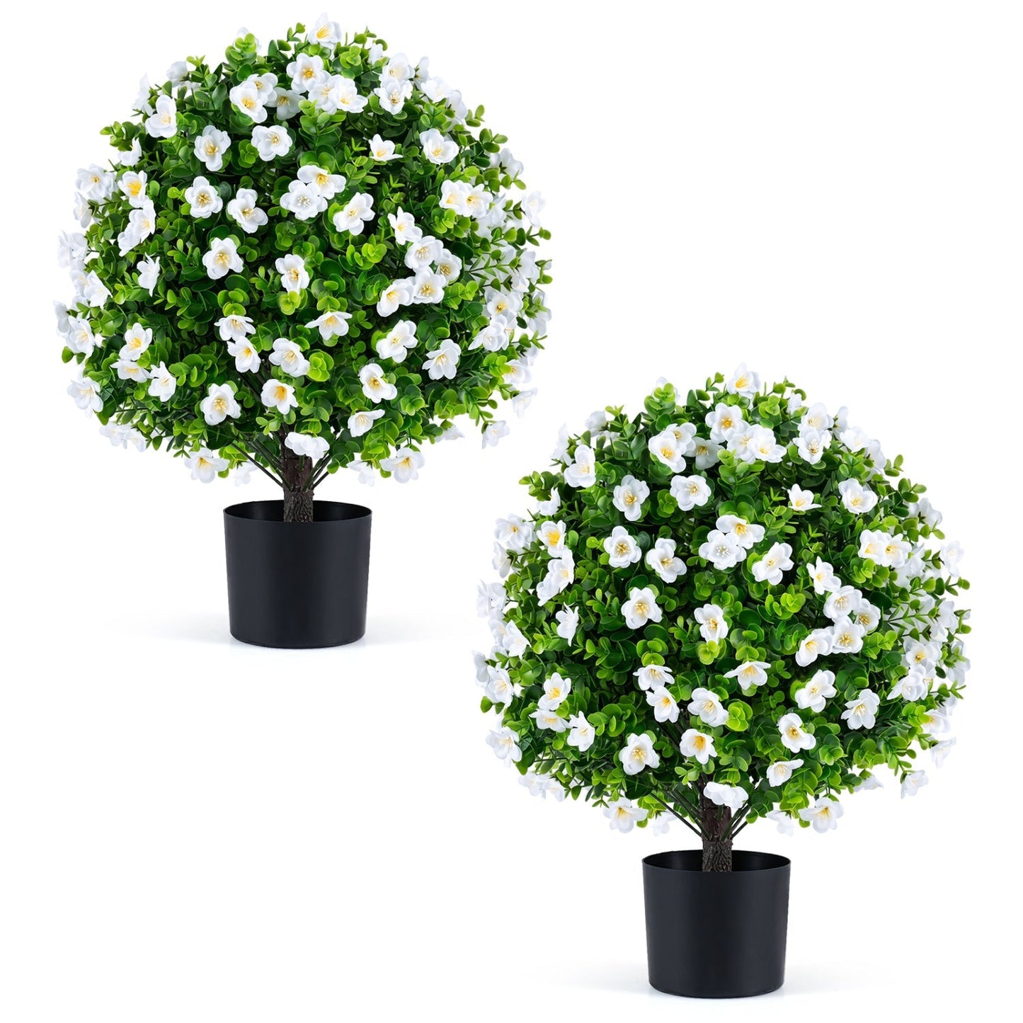 Artificial Eucalyptus Topiary Trees with Cement Planter (2-Pack)