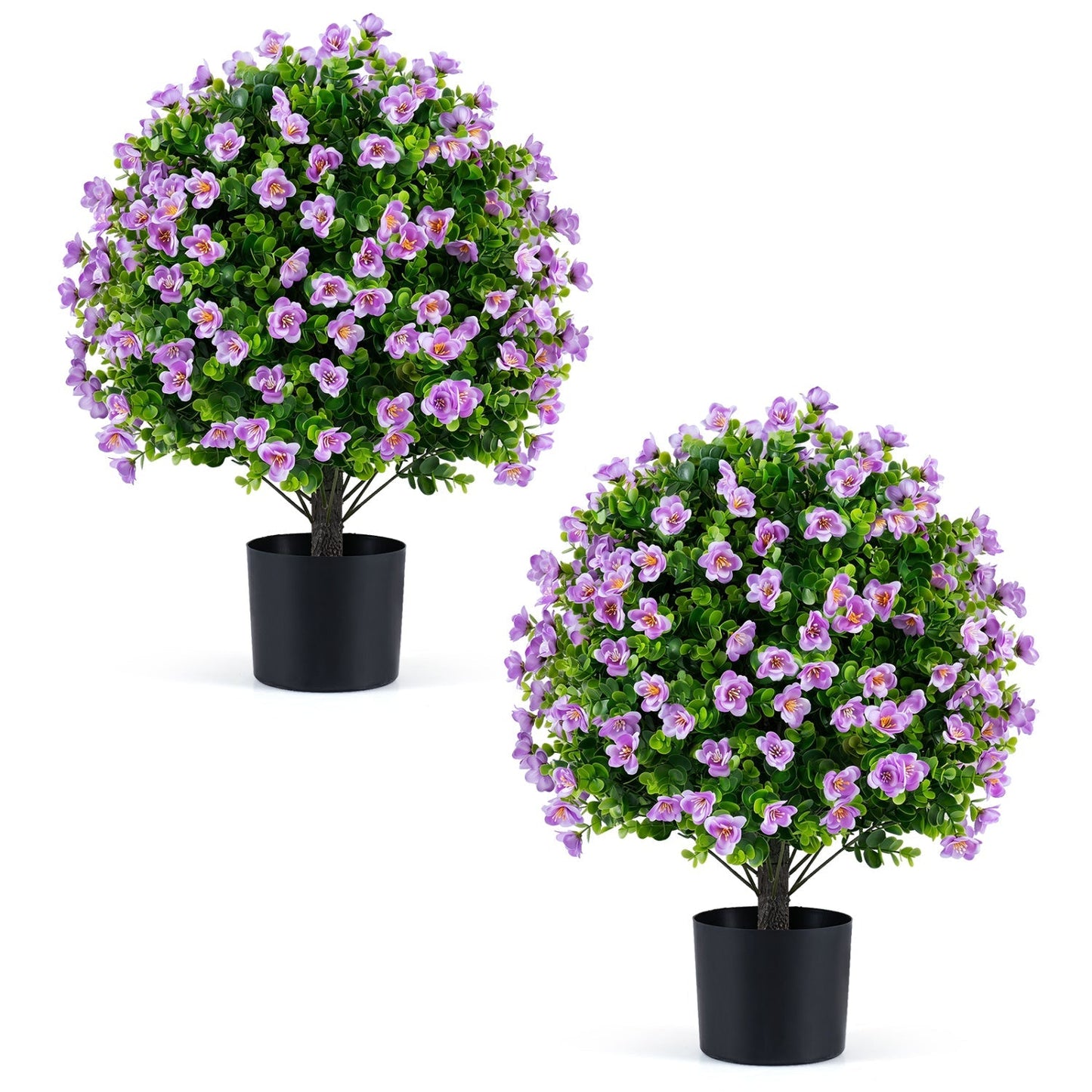 Artificial Eucalyptus Topiary Trees with Cement Planter (2-Pack)