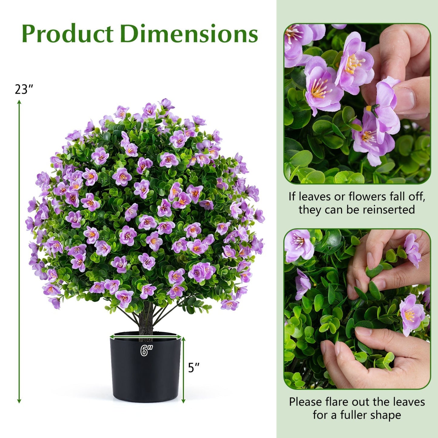 Artificial Eucalyptus Topiary Trees with Cement Planter (2-Pack)