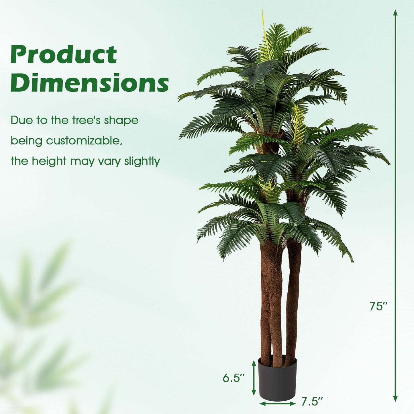 2 Pack Artificial Palm Tree 6.3 ft Tall with Adjustable Leaves
