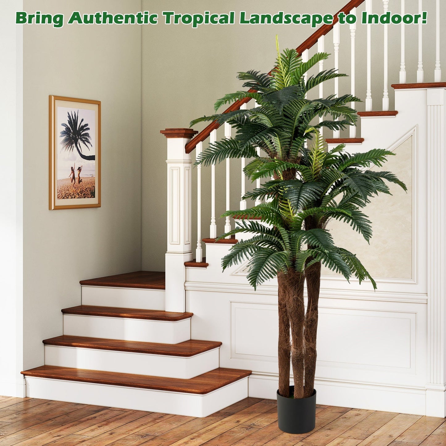 2 Pack Artificial Palm Tree 6.3 ft Tall with Adjustable Leaves