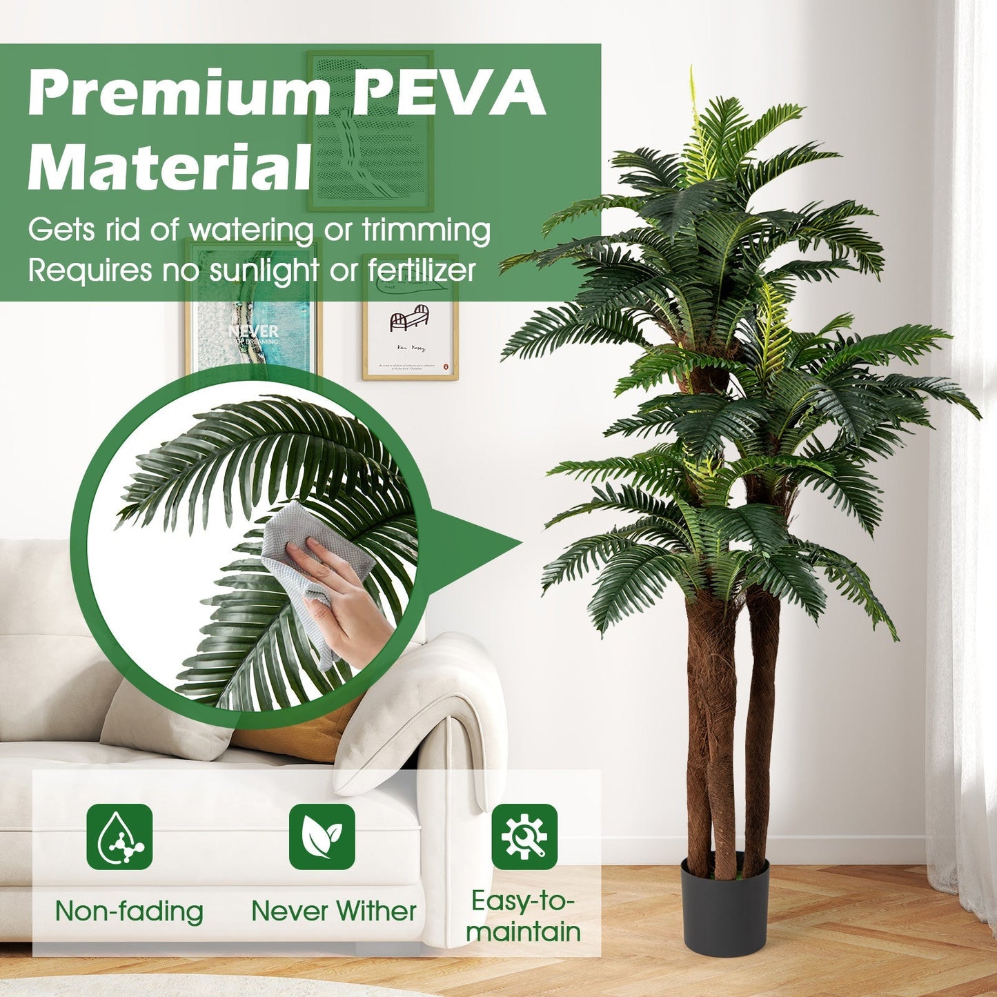 2 Pack Artificial Palm Tree 6.3 ft Tall with Adjustable Leaves