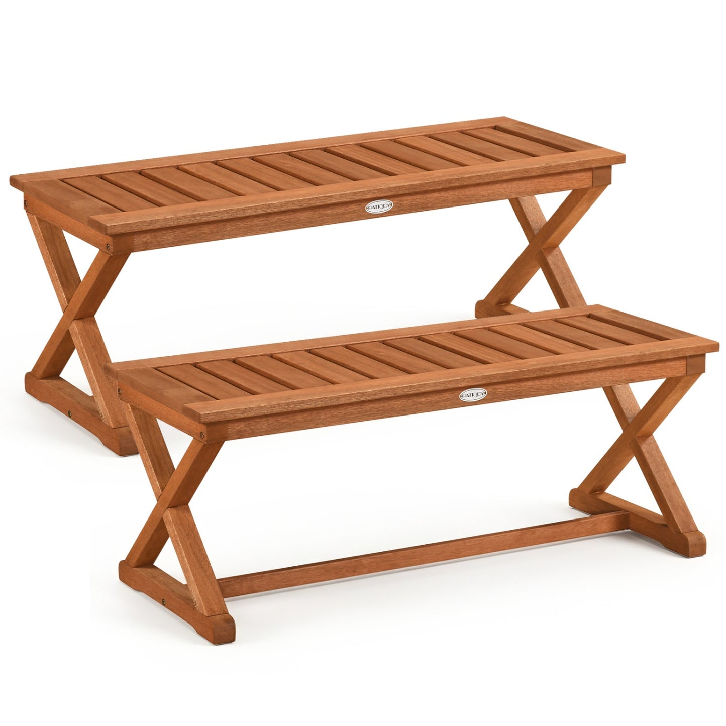 2-Person 44" Solid Wood Outdoor Bench with Slatted Seat for Patio Park Balcony