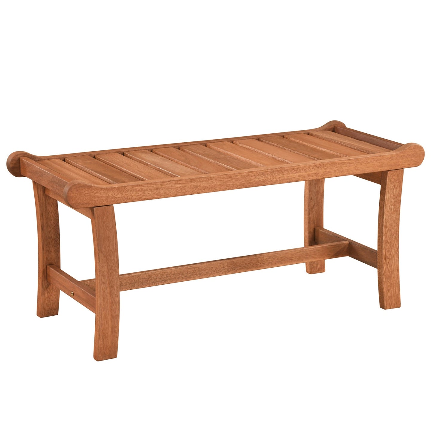 2-Person Outdoor Wood Bench with Slatted Seat - Set of 2