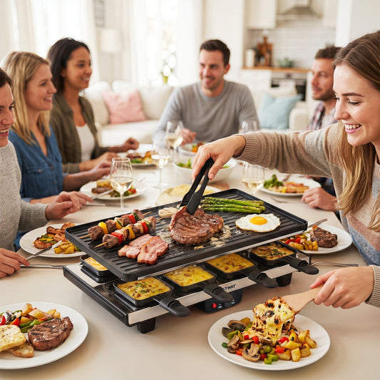 Raclette Grill with Reversible Nonstick Griddle for 8