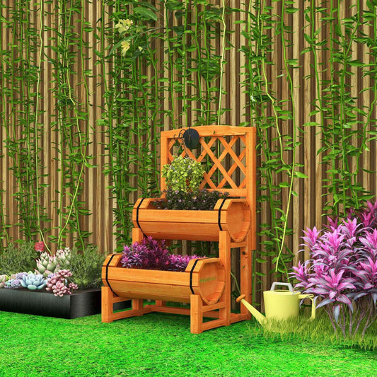 2-Tier Raised Garden Bed with Trellis and Planter Boxes