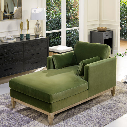 Knox 65" Modern Farmhouse Chaise Lounge Chair, Olive