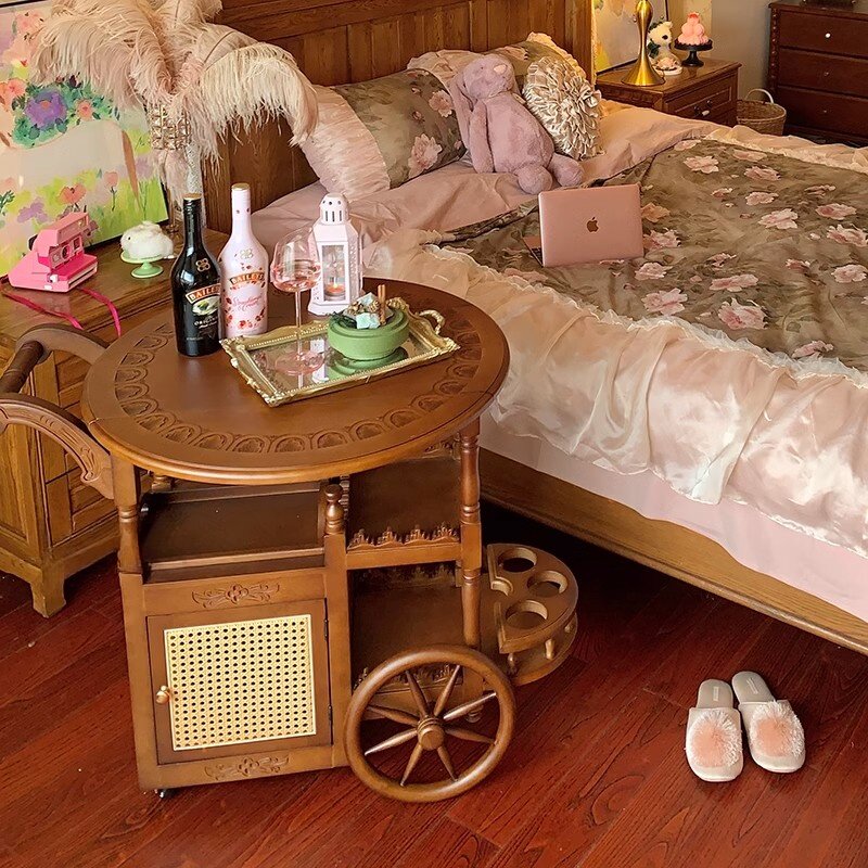 Vintage Teak Mobile Coffee Table with Storage