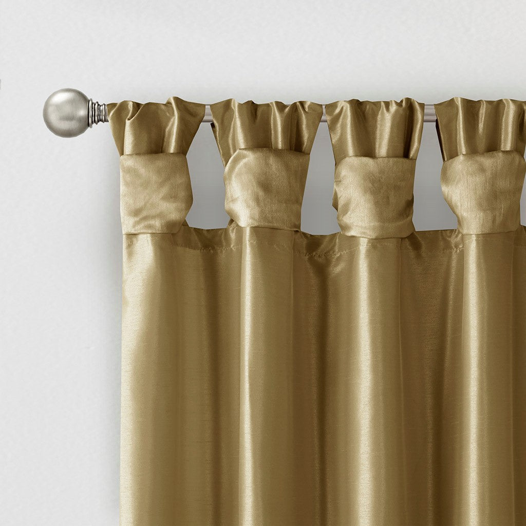 Twist Tab Lined Window Curtain Panel - Bronze