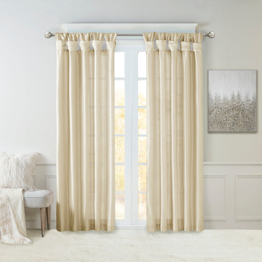 Twist Tab Lined Window Curtain Panel Champagne