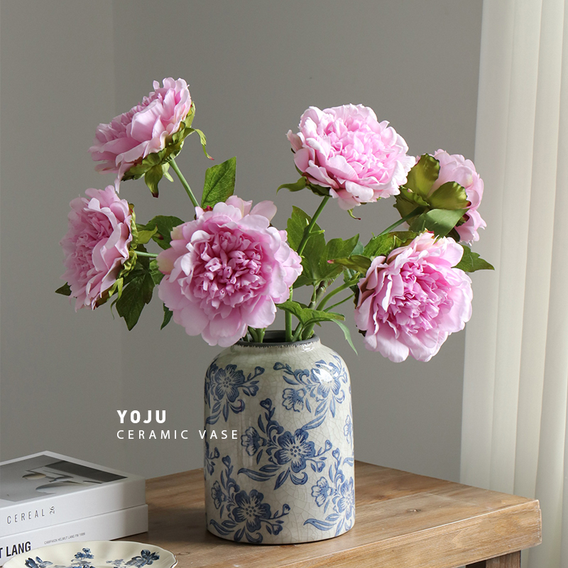 Blue and White Ceramic Vase for Home Decor