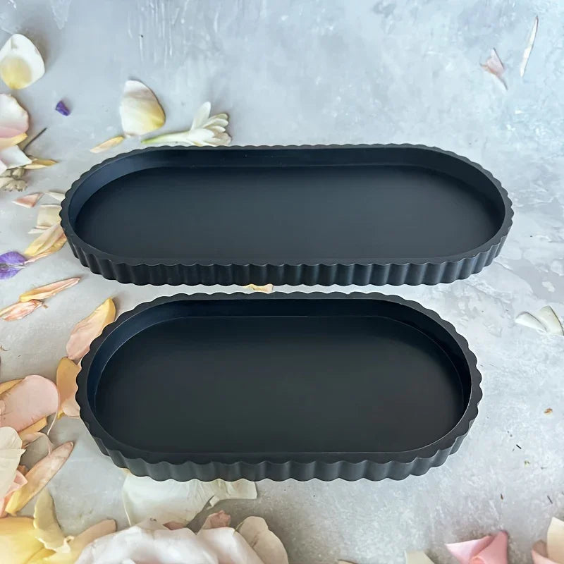2pcs Bathroom Vanity Tray, 19.81cm And 29.97cm Marble Pattern Bathroom Trays For Counter, Perfume Key Trinket Ring Tray, Countertop Vanity Tray For Kitchen
