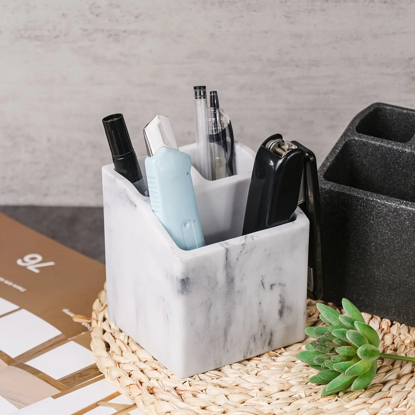 3-Slot Toothbrush Holder with Drain Hole - Durable Resin Bathroom Organizer for Toothpaste & Toothbrushes, Freestanding Vanity Stand for Shower, Countertop, Office - Space-Saving Makeup Brush & Stationery Storage, Toothbrush