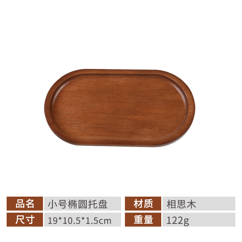 Acacia Wood Tray Japanese-Style Tea Tray Household Solid Wood Dinner Plate Rectangular Coaster Wooden Tray Coffee Shop Cake Candy