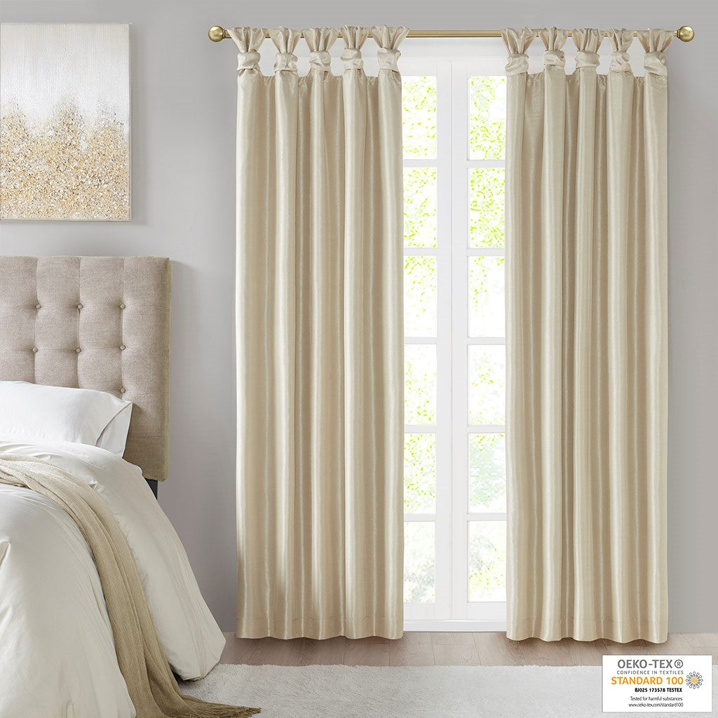 Twist Tab Total Blackout Window Curtain Panel Champagne 50x84"
