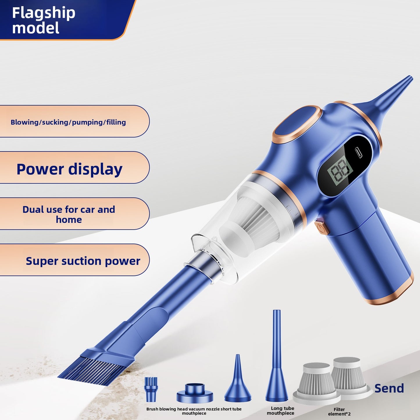 Wireless portable high-suction vacuum cleaner
